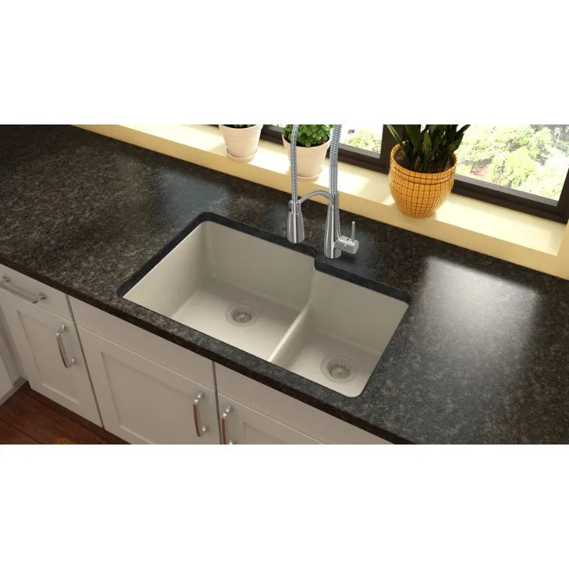 Elkay Quartz Classic 20.5" x 33" x 9.5" Double Basin Undermount Sink