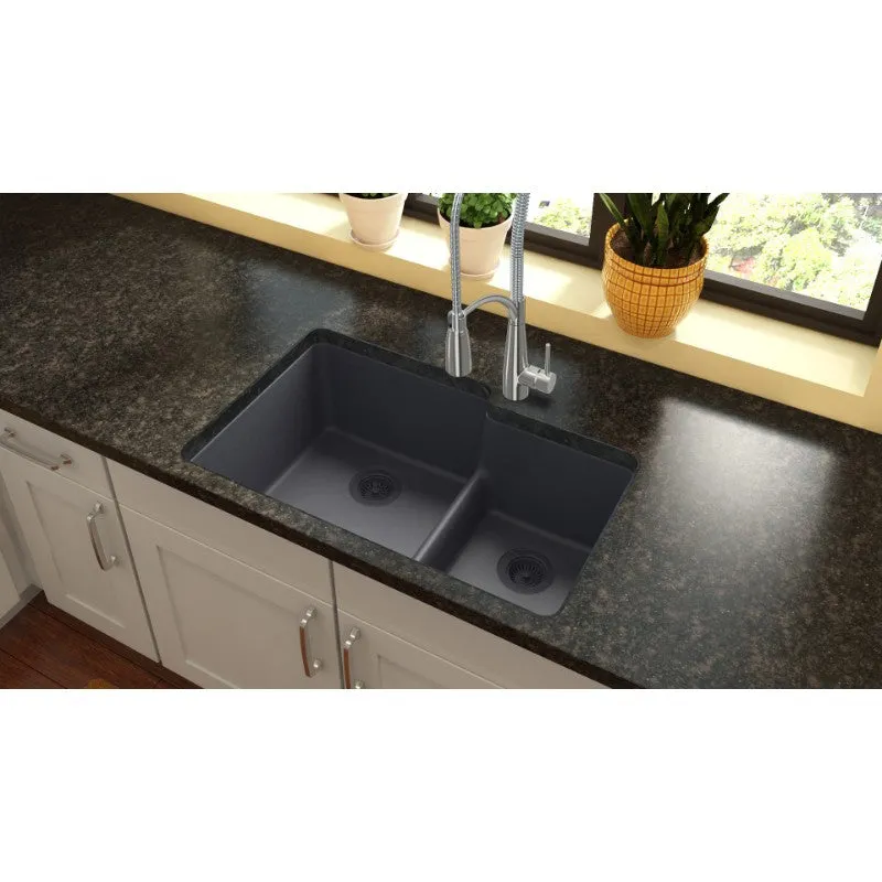 Elkay Quartz Classic 20.5" x 33" x 9.5" Double Basin Undermount Sink