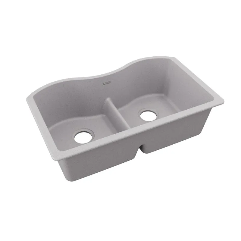 Elkay Quartz Classic 20" x 33" x 9.5" Double Basin Undermount Sink