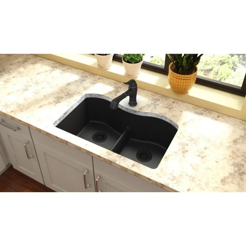 Elkay Quartz Classic 20" x 33" x 9.5" Double Basin Undermount Sink