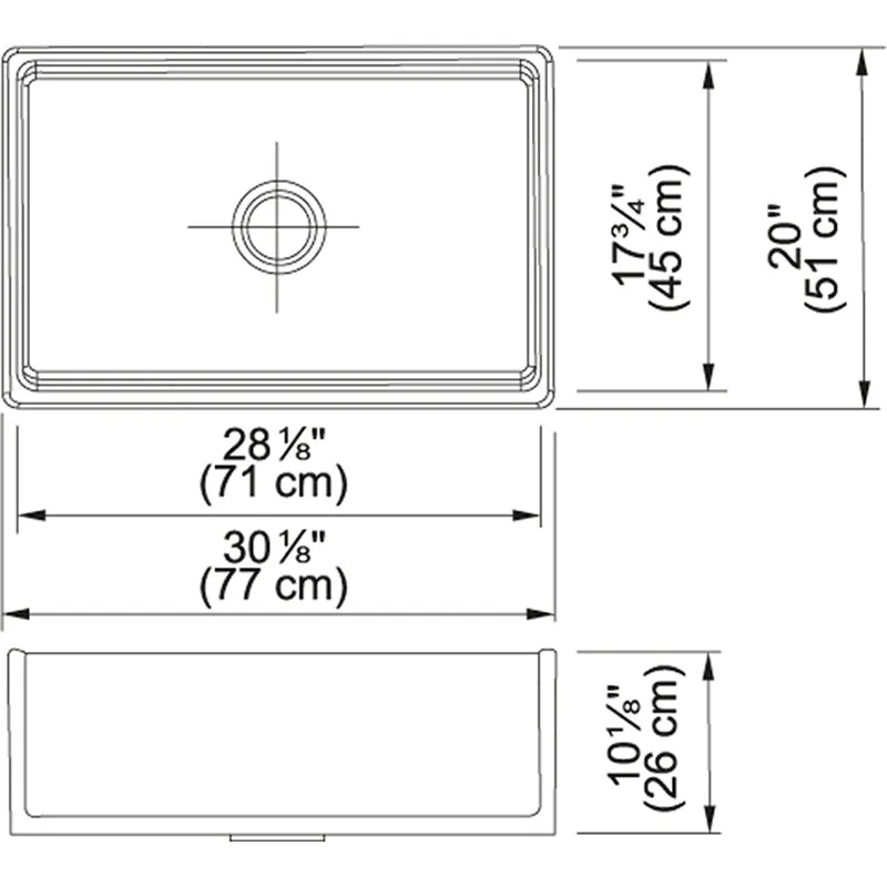 Farm House 30.13" Fireclay Single Basin Undermount Kitchen Sink in White