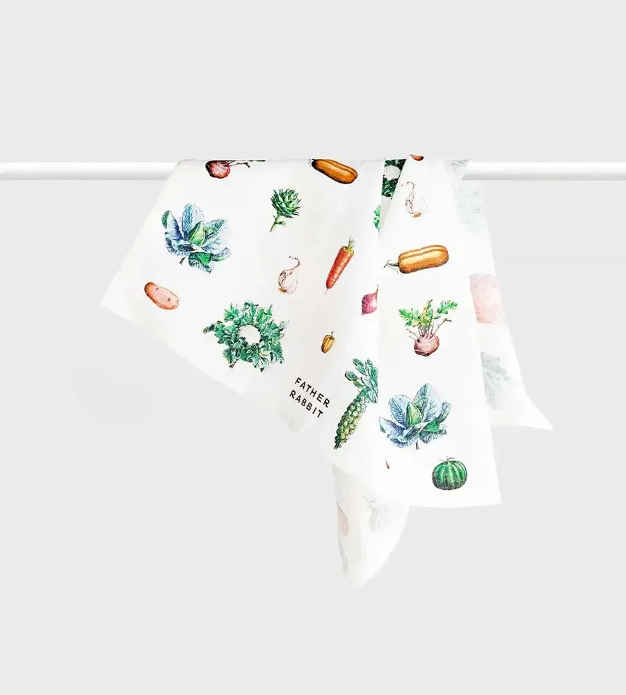 Father Rabbit Vintage Vegetables Tea Towel