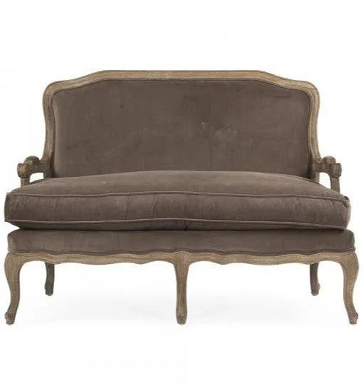 French Brown Velvet Settee