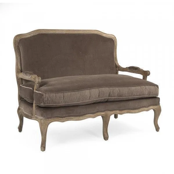 French Brown Velvet Settee