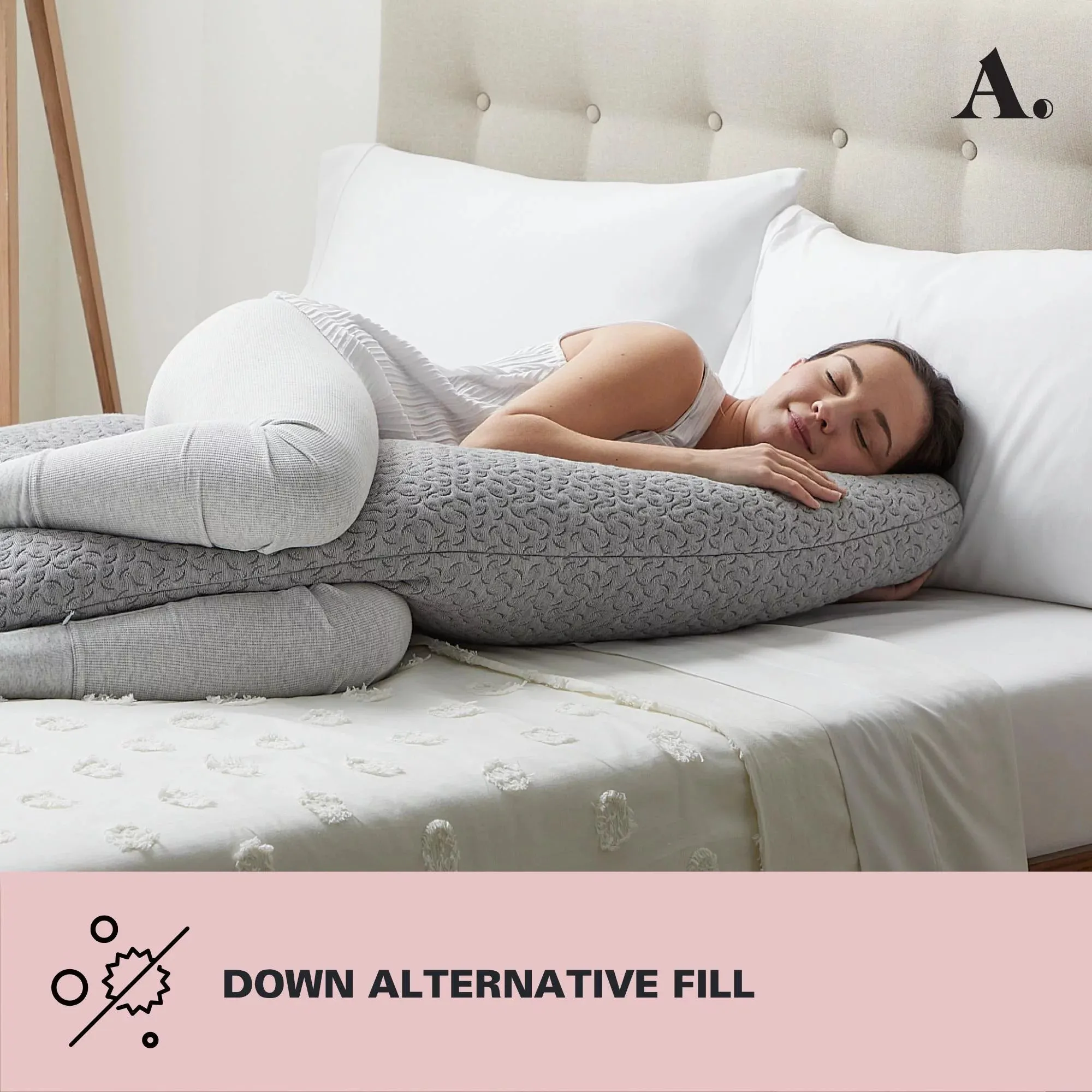 Full Wrap-Around Oversized Pregnancy Pillow, Gray