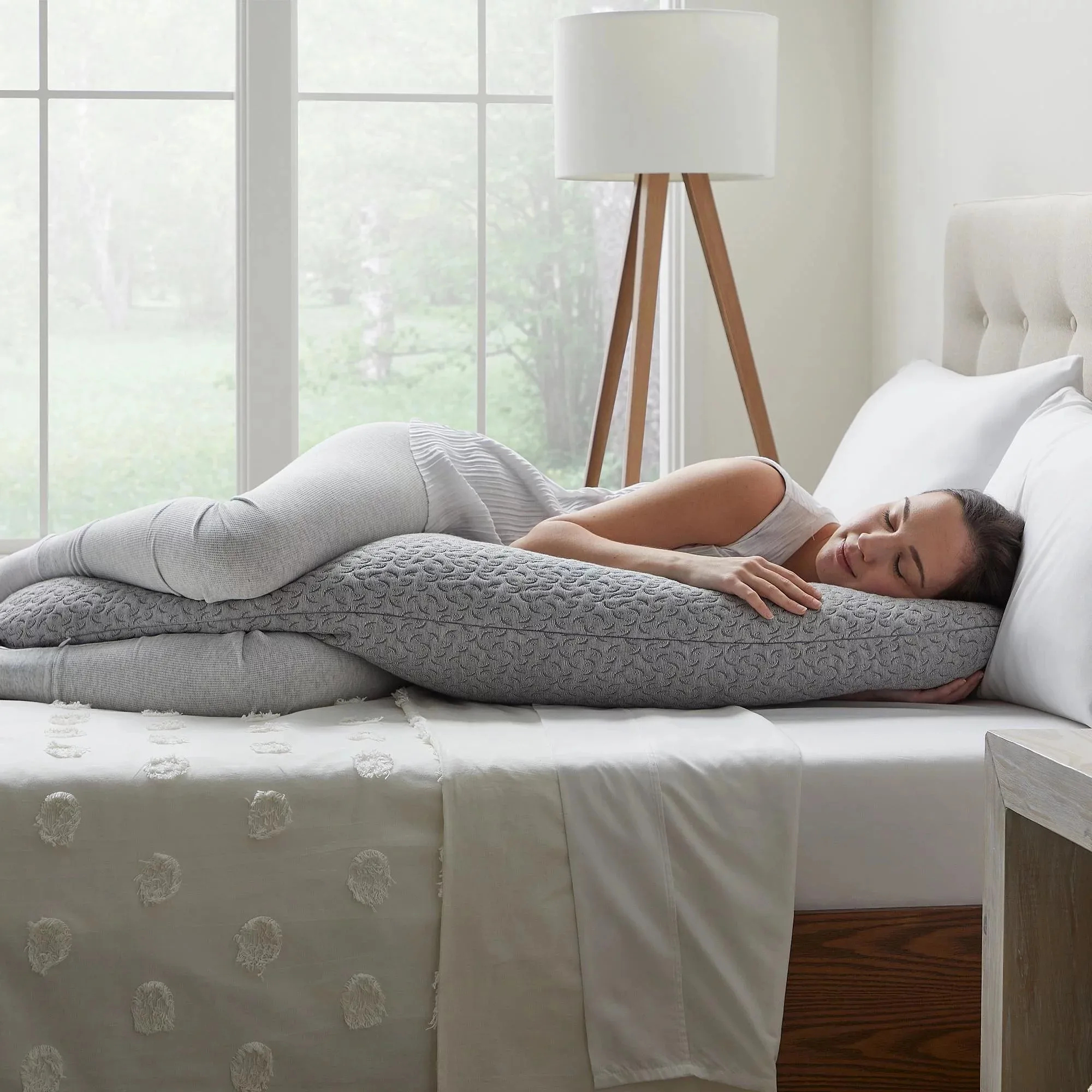 Full Wrap-Around Oversized Pregnancy Pillow, Gray