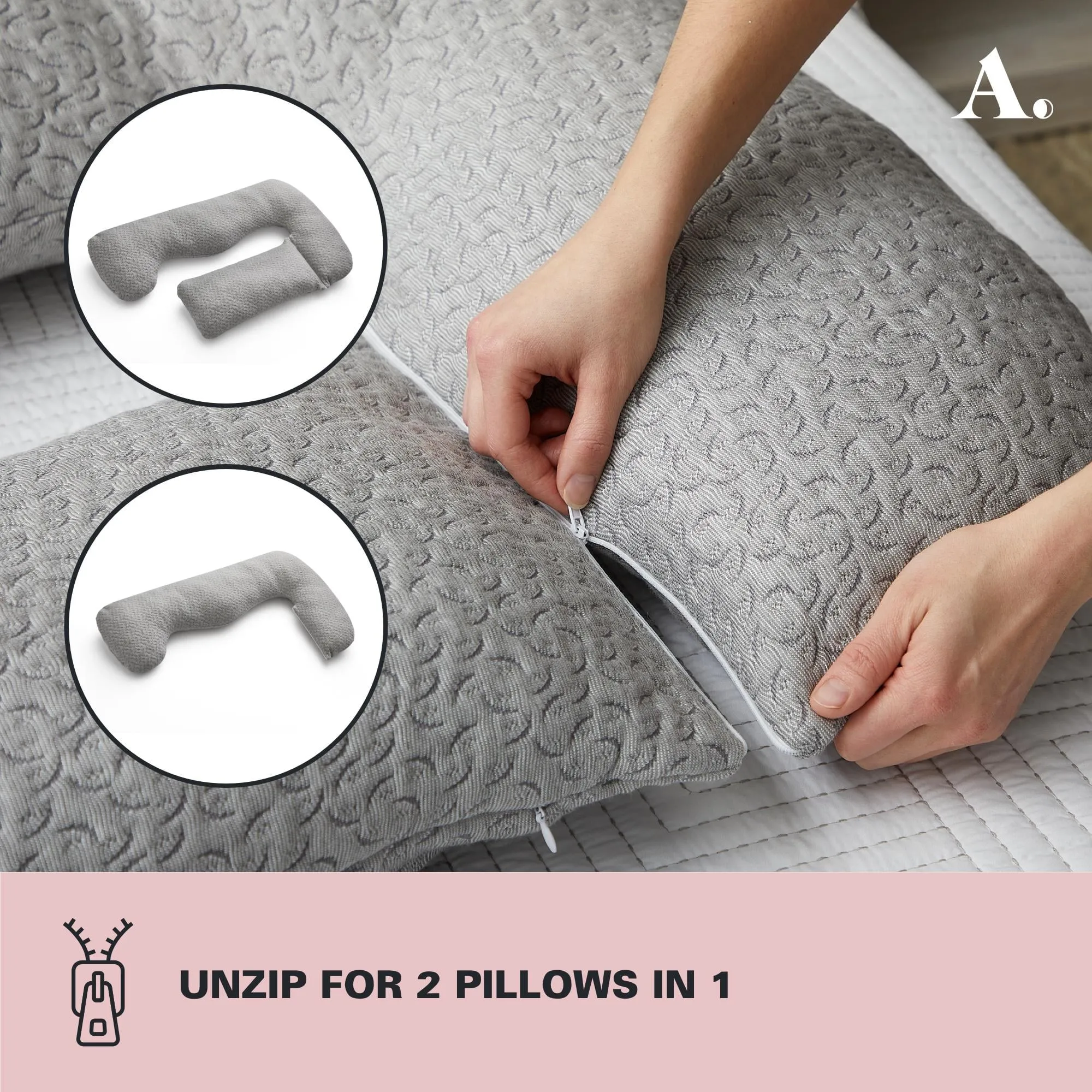 Full Wrap-Around Oversized Pregnancy Pillow, Gray