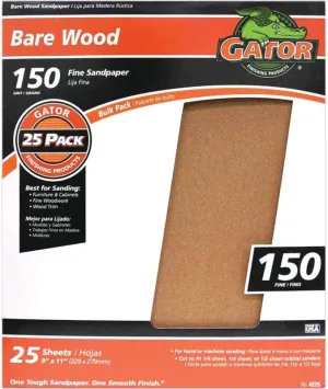 Gator 3274 Sanding Sheet, 11 in L, 9 in W, 150 Grit, Garnet Abrasive :EA: QUANTITY: 25