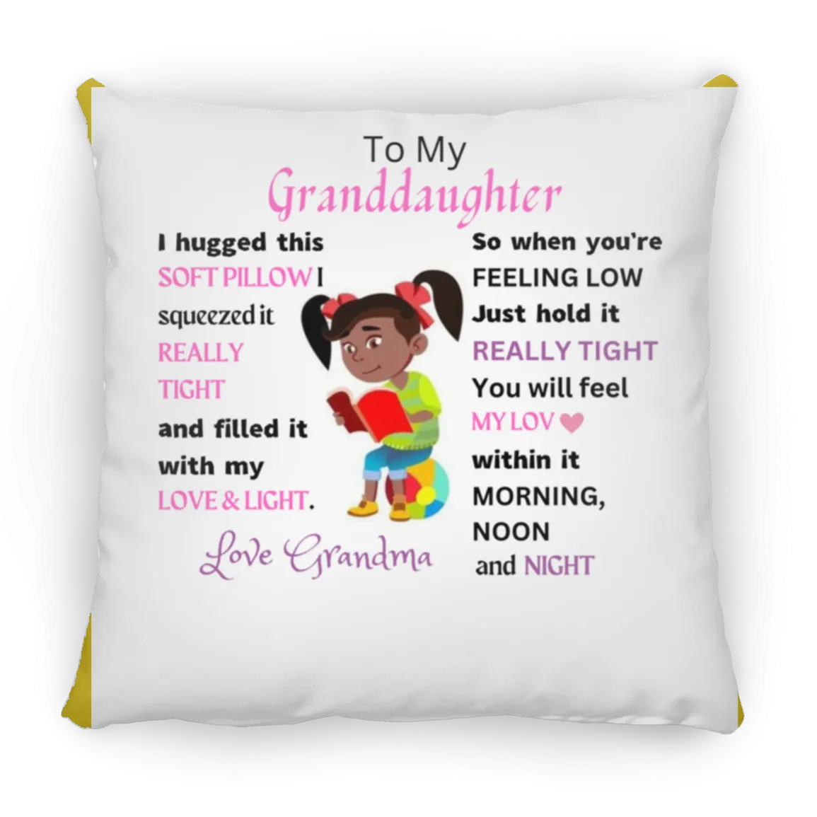 Granddaughter From Grandma Medium Square Pillow. Children Room Decorative pillow / Black children girls bedroom pillows / baby girl room decor / little melanin queen