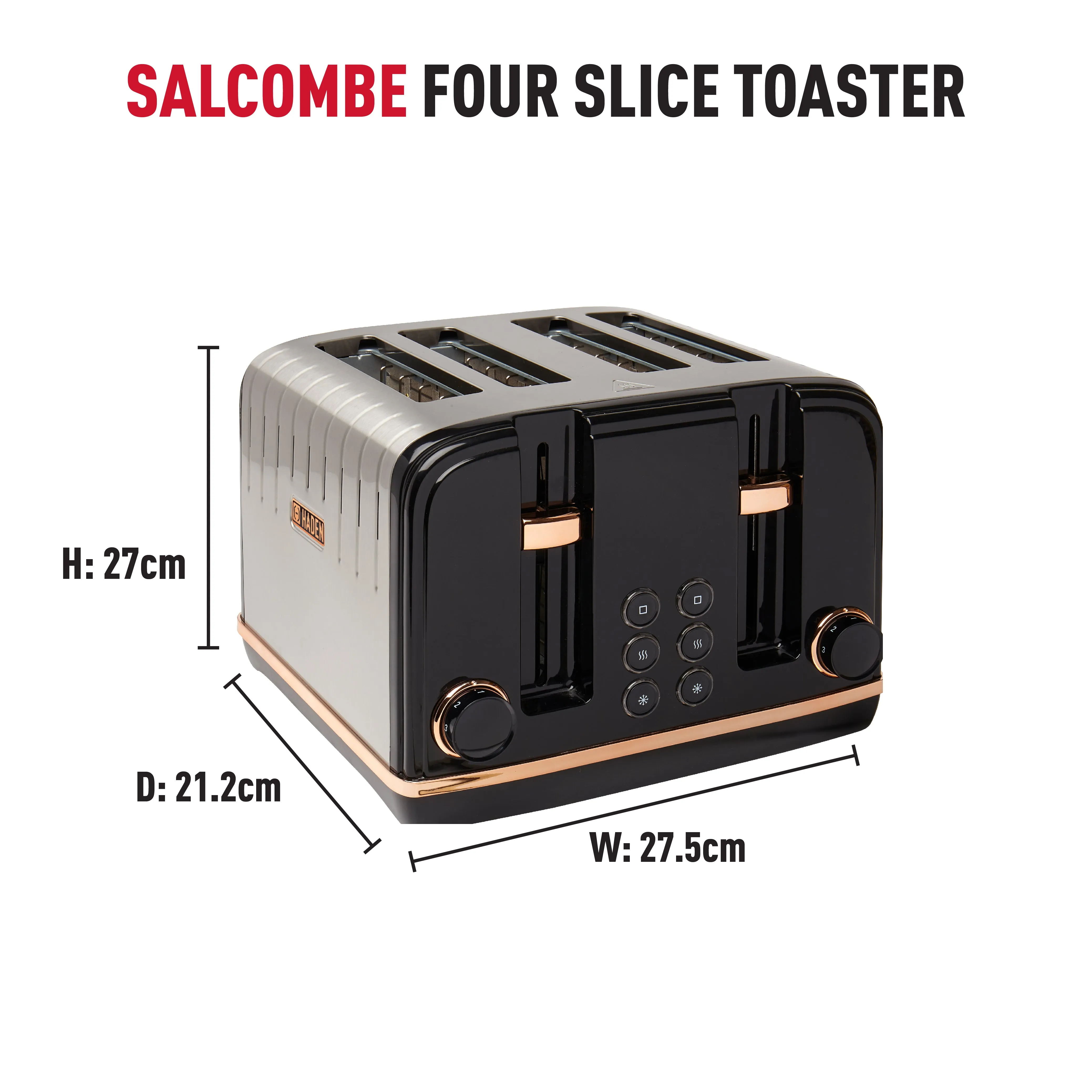 Haden Salcombe Black and Copper 4 Slice Toaster