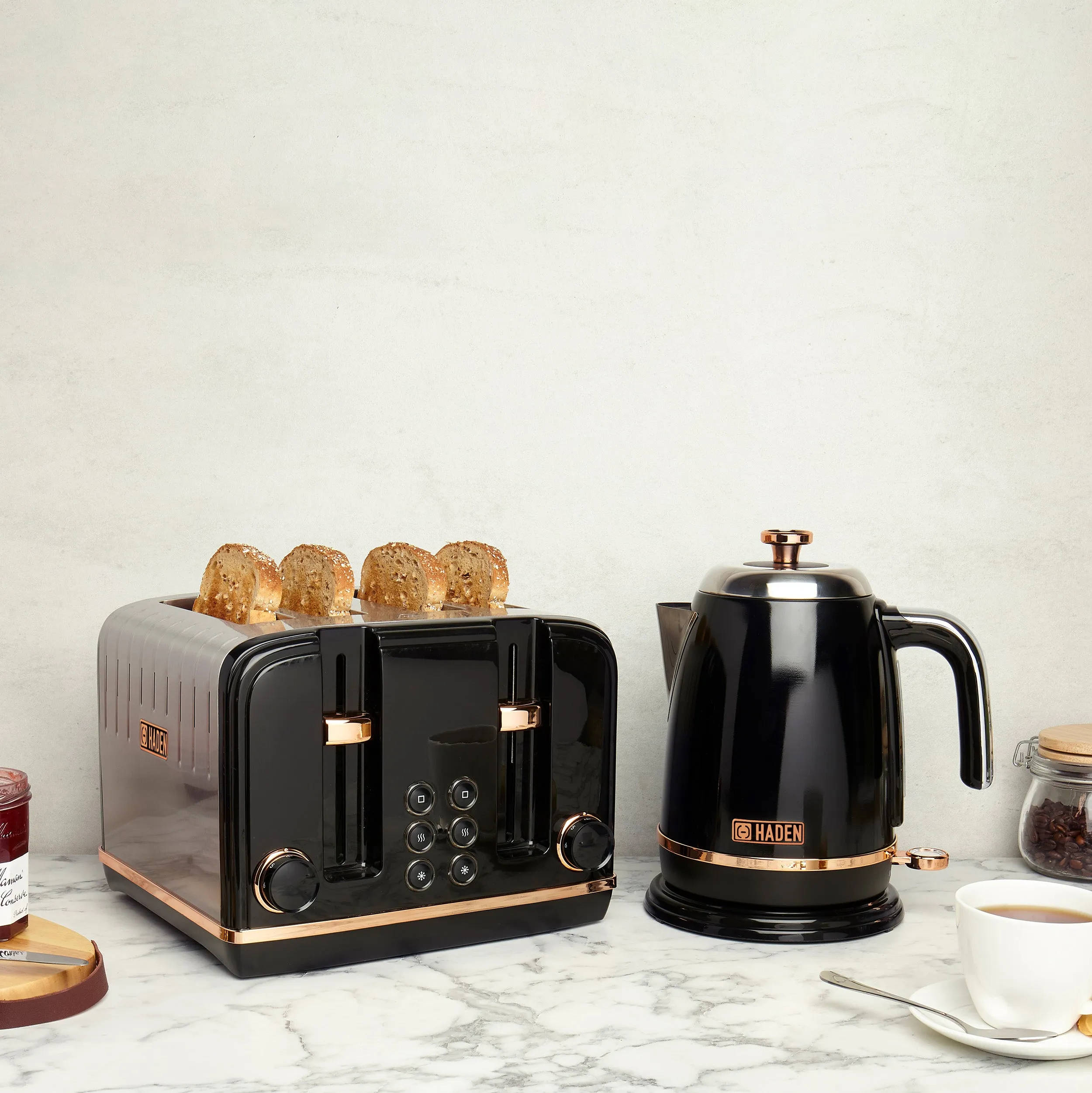 Haden Salcombe Black and Copper 4 Slice Toaster