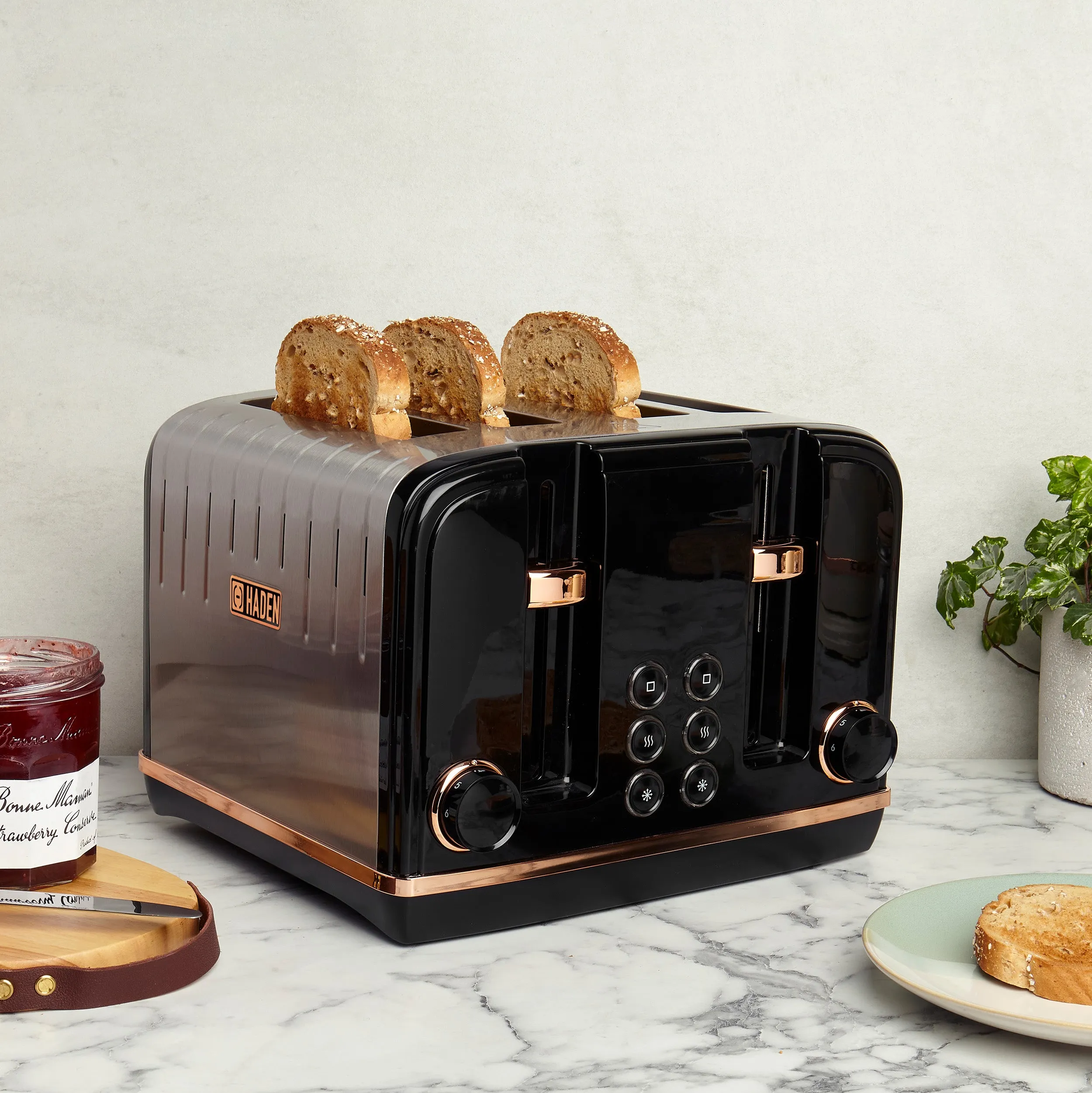 Haden Salcombe Black and Copper 4 Slice Toaster