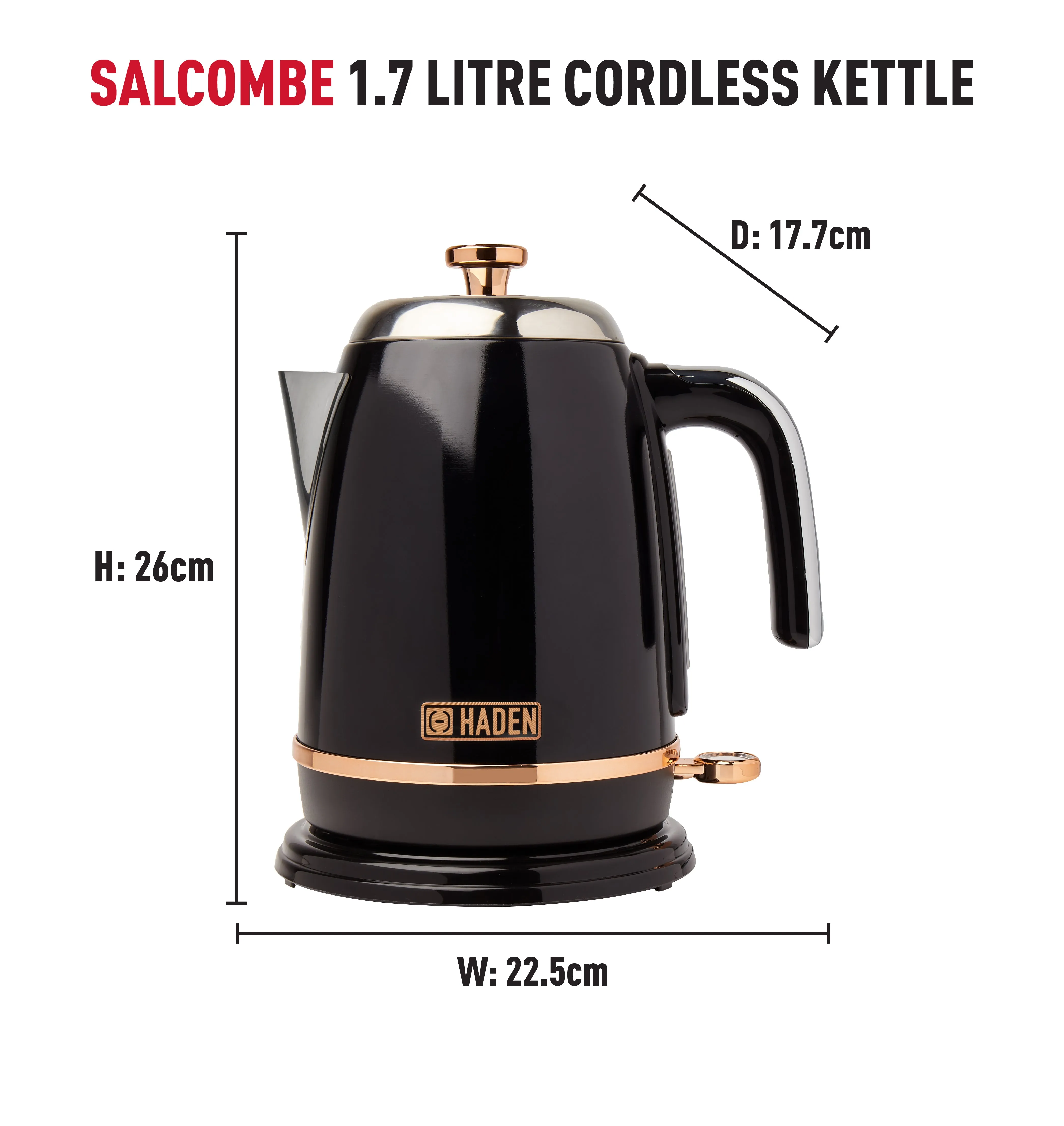 Haden Salcombe Black and Copper Kettle