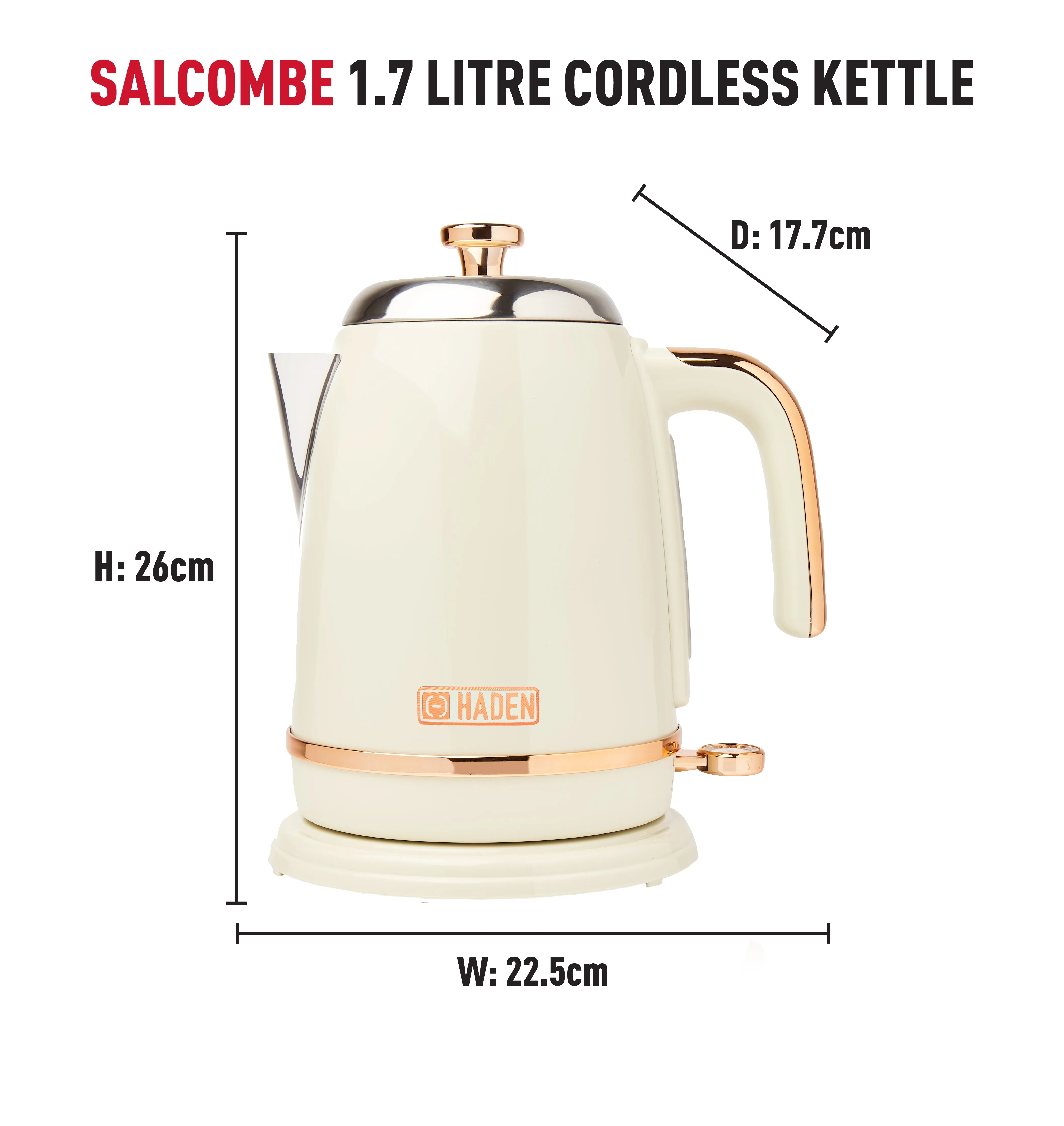 Haden Salcombe Cream and Copper Kettle