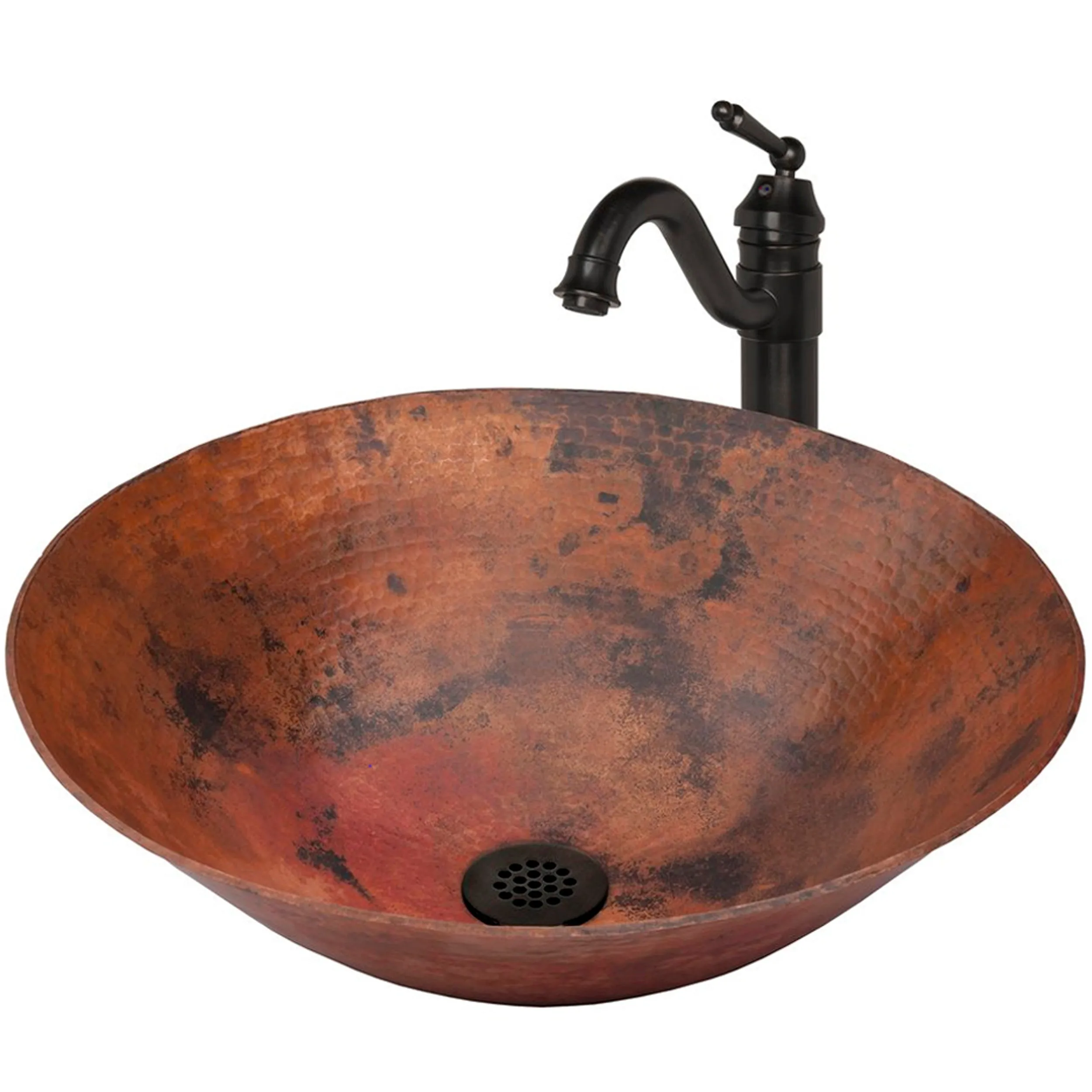 Hammered Copper Vessel Bathroom Sink Combo NSFC-CV002NA359ORB