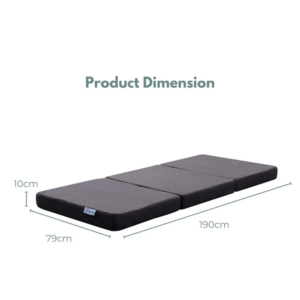 High-Density 3-Fold Folding Mattress, Dark Grey, Single - GOMINIMO