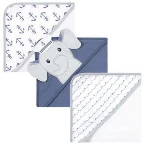 Hudson Baby Cotton Rich Hooded Towels, Sailor Elephant