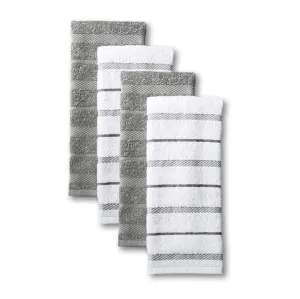 KitchenAid Albany 4-Pack Kitchen Towel Set - Grey & White, 16"x26"