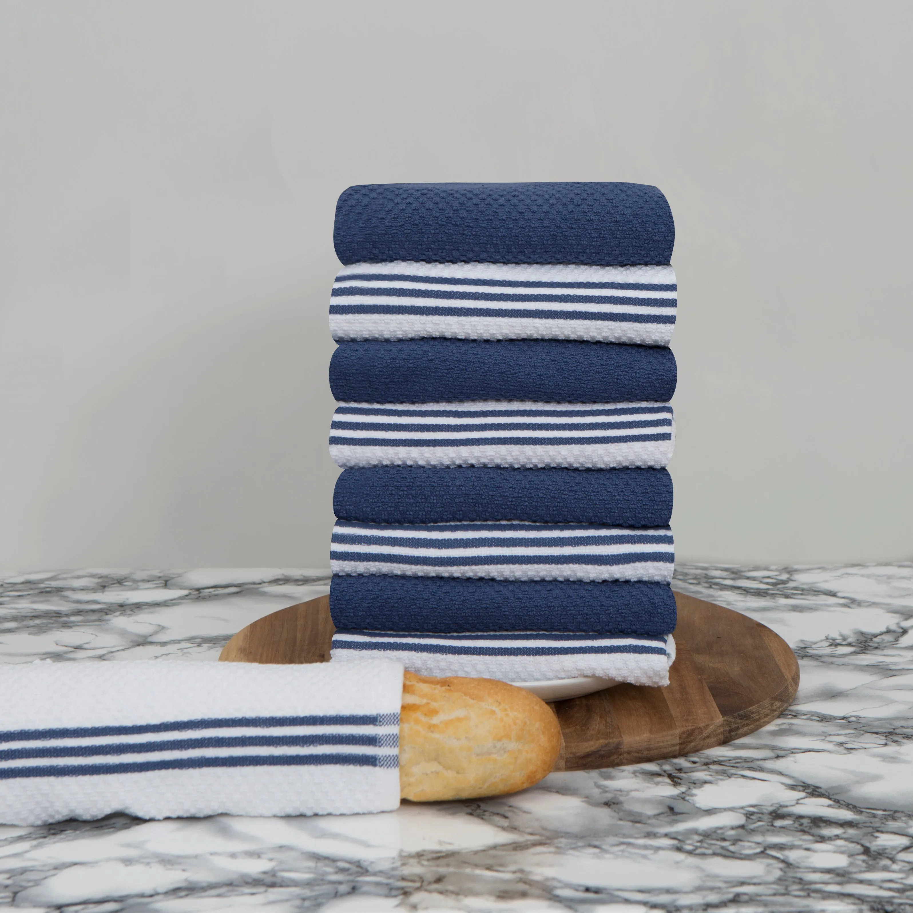 Large Set of 9 Cotton Terry Tea Towels in 4 Colours