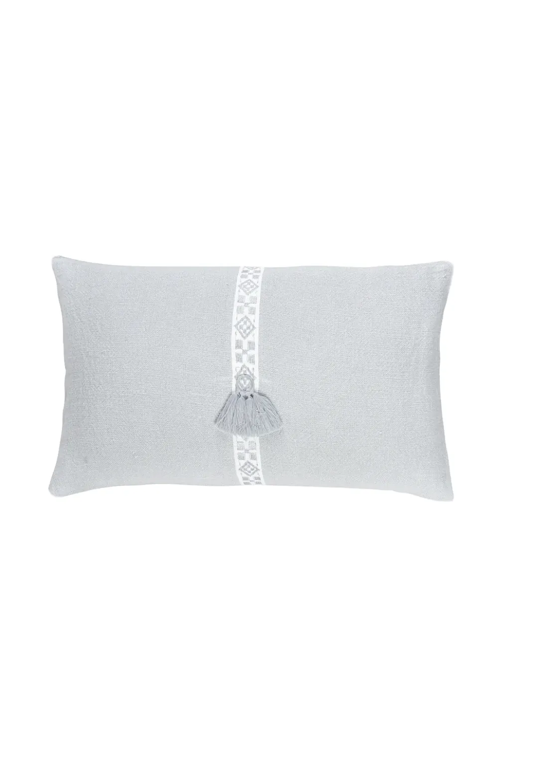 Light Grey Geo Trim Linen Pillows