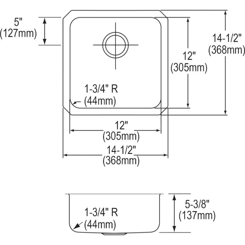 Lustertone Classic 14.5" x 14.5" x 5.38" Stainless Steel Single-Basin Undermount Kitchen Sink