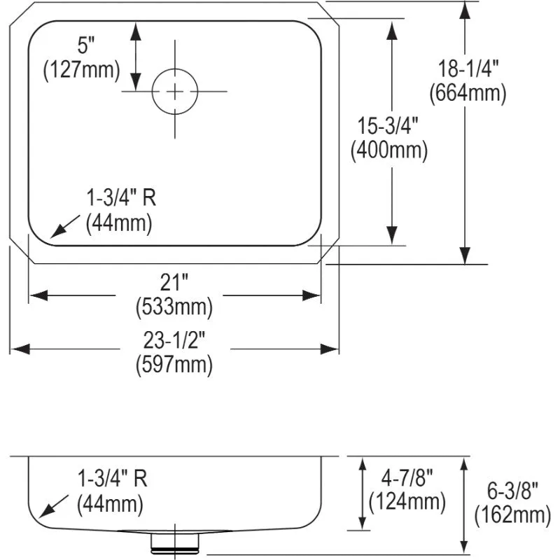 Lustertone Classic 18.25" x 23.5" x 6.38" Stainless Steel Single-Basin Undermount Kitchen Sink