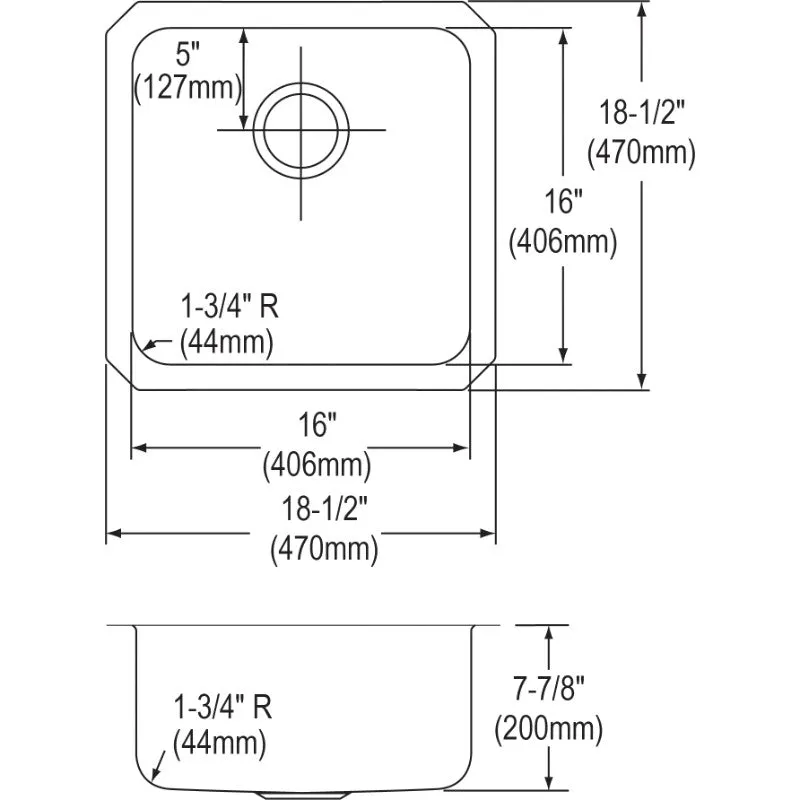 Lustertone Classic 18.5" x 18.5" x 7.88" Stainless Steel Single-Basin Undermount Kitchen Sink