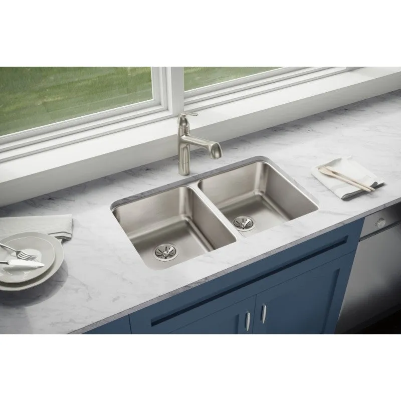 Lustertone Classic 18.5" x 30.75" x 7.88" Stainless Steel Double-Basin Undermount Kitchen Sink