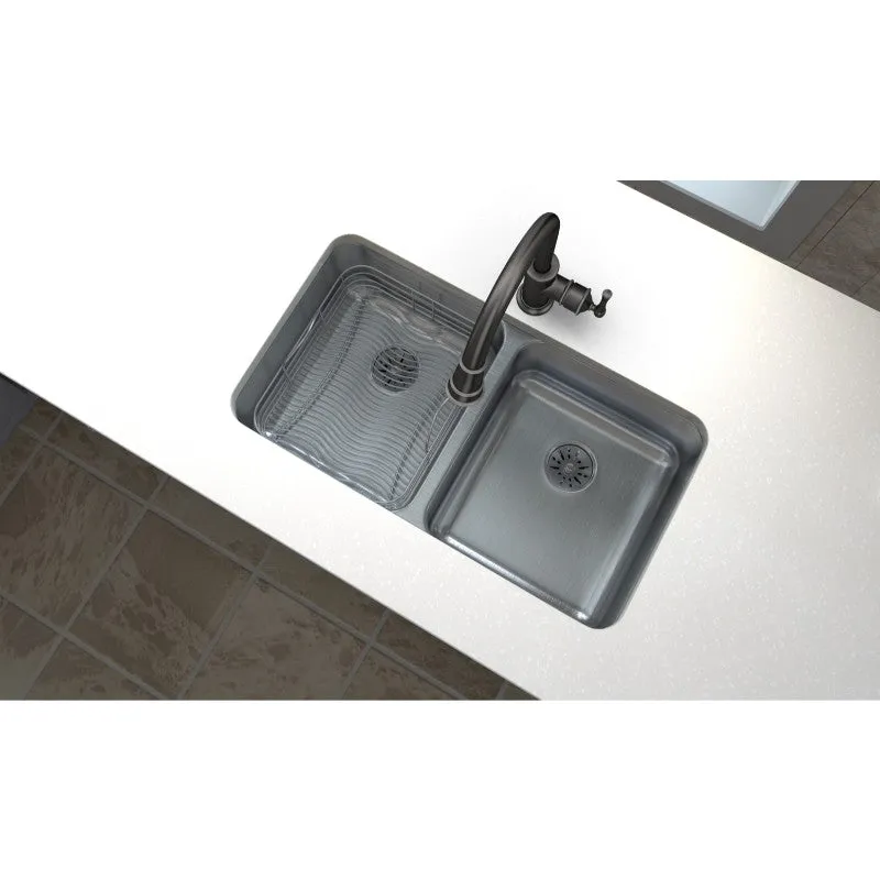 Lustertone Classic 18.5" x 30.75" x 9.38" Stainless Steel Double-Basin Undermount Kitchen Sink