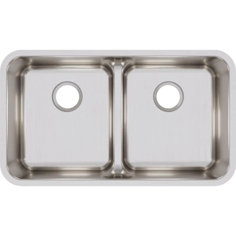 Lustertone Classic 18.5" x 32.06" x 8" Stainless Steel Double-Basin Undermount Kitchen Sink