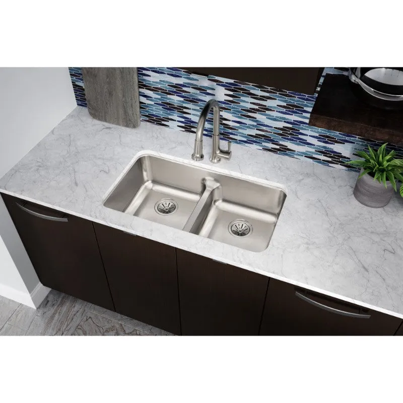 Lustertone Classic 18.5" x 32.06" x 8" Stainless Steel Double-Basin Undermount Kitchen Sink