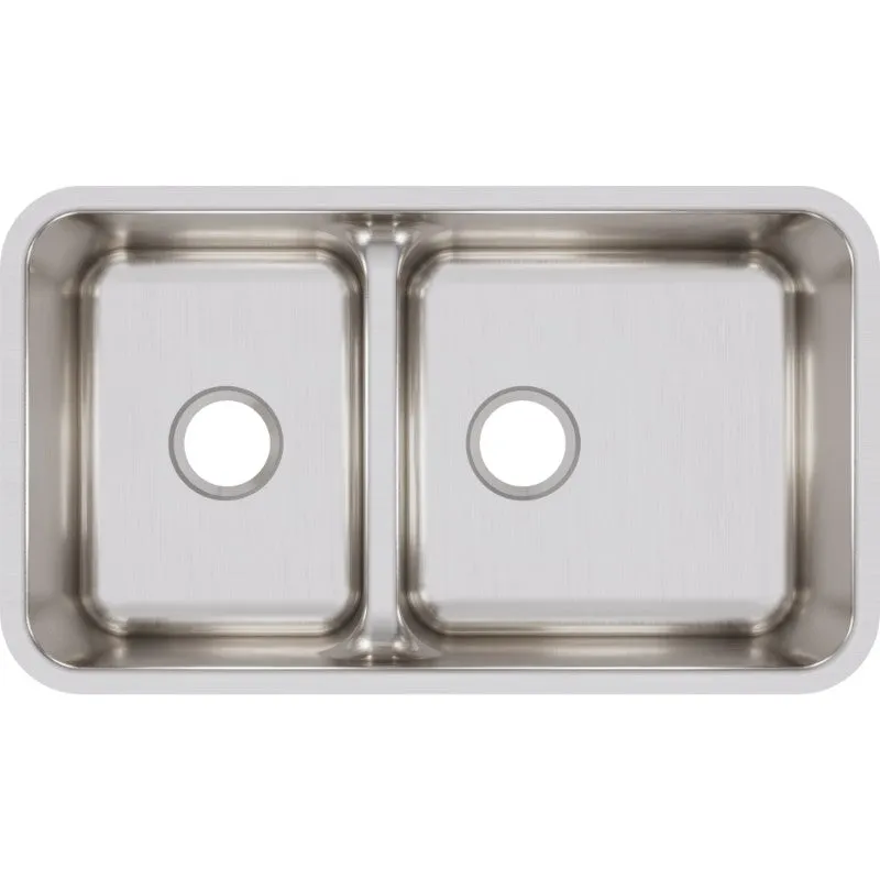 Lustertone Classic 18.5" x 32.06" x 9" Stainless Steel Double-Basin Undermount Kitchen Sink