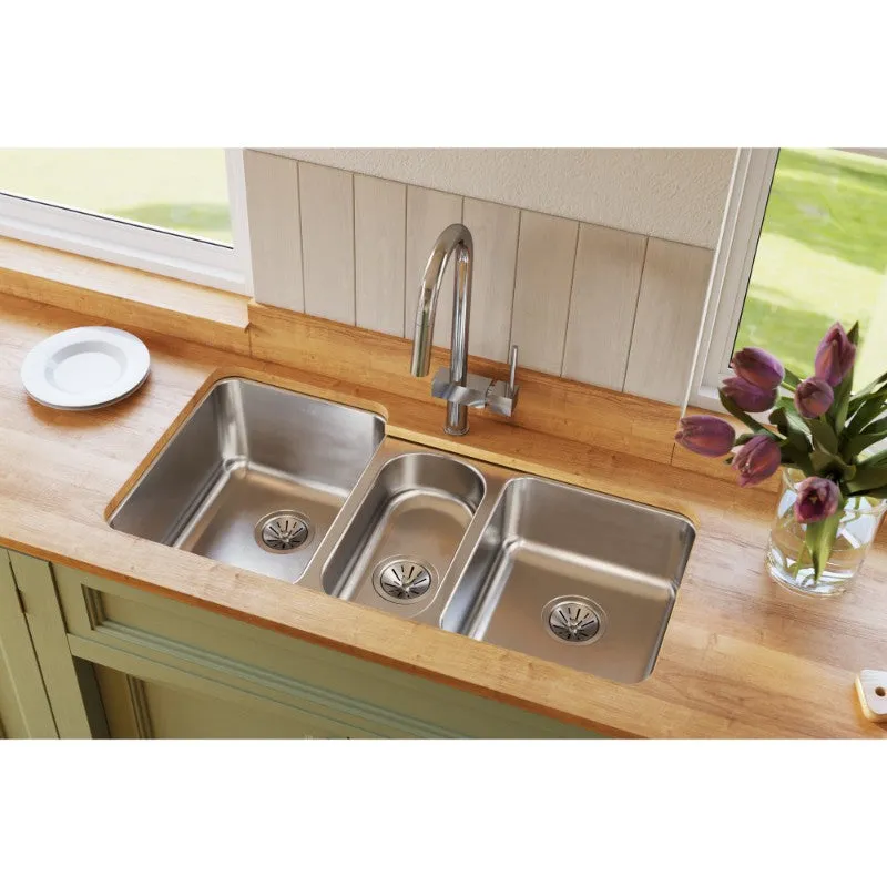 Lustertone Classic 20.5" x 40" x 9.88" Stainless Steel Triple-Basin Undermount Kitchen Sink