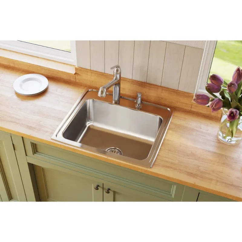 Lustertone Classic 22" x 25" x 10.38" Stainless Steel Single-Basin Drop-In Kitchen Sink