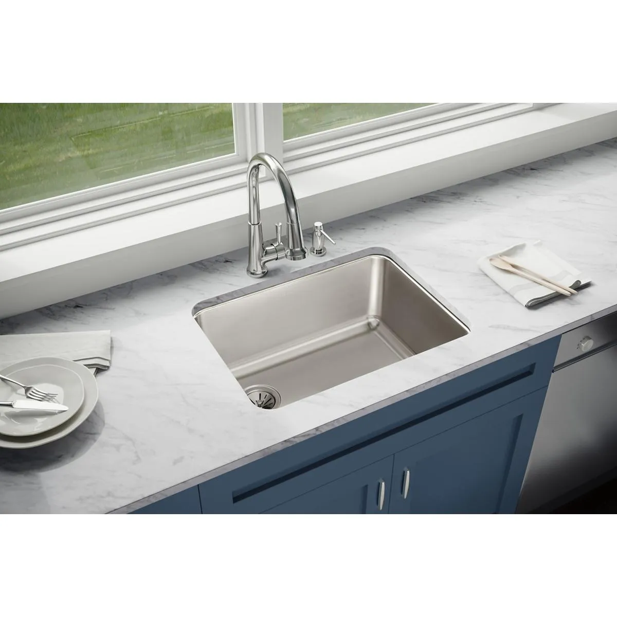 Lustertone Classic 25.5" x 19.25" x 10" Single-Basin Undermount Kitchen Sink in Lustrous Satin