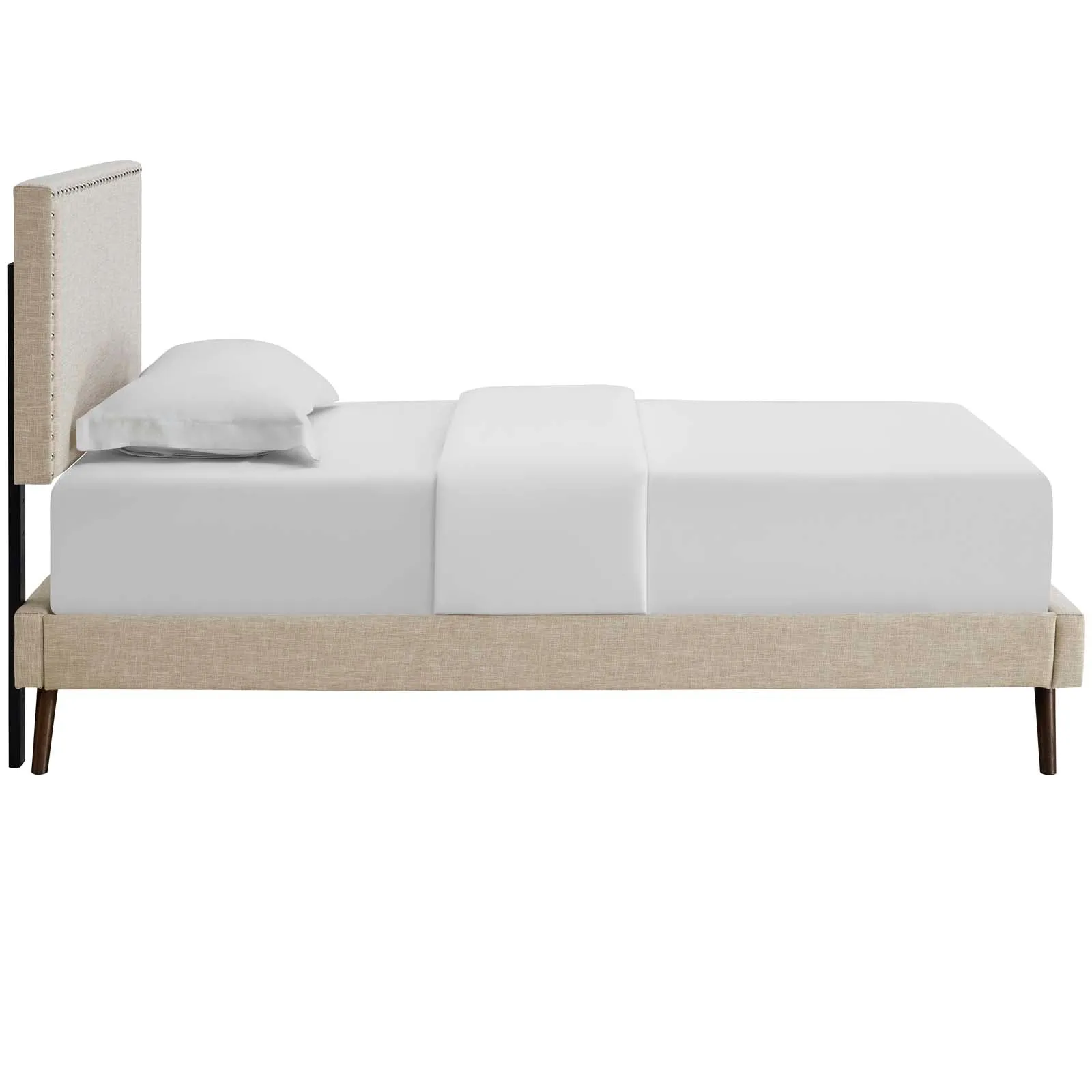 Macie Fabric Platform Bed with Round Splayed Legs