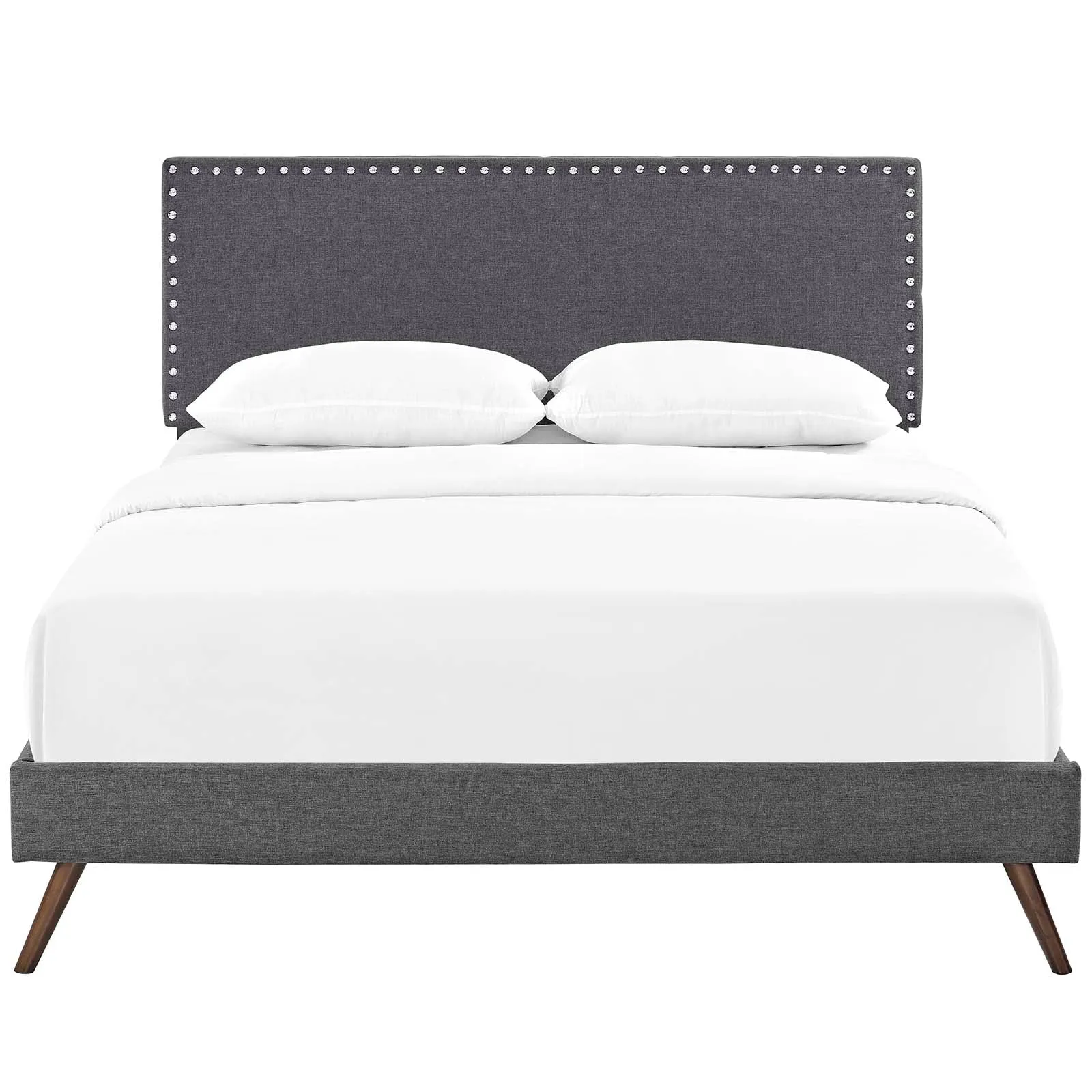 Macie Fabric Platform Bed with Round Splayed Legs