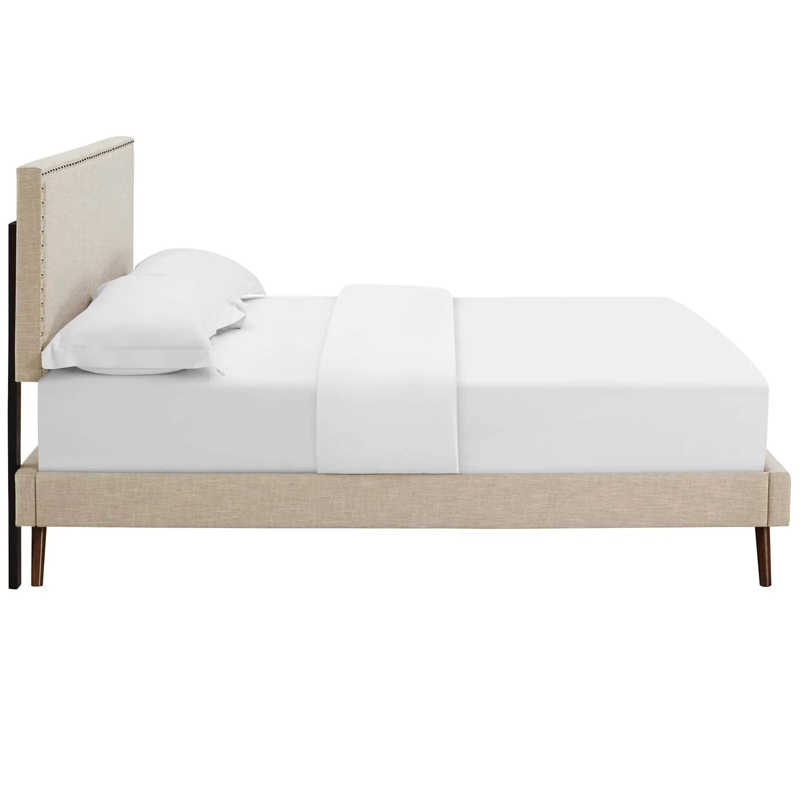 Macie Fabric Platform Bed with Round Splayed Legs