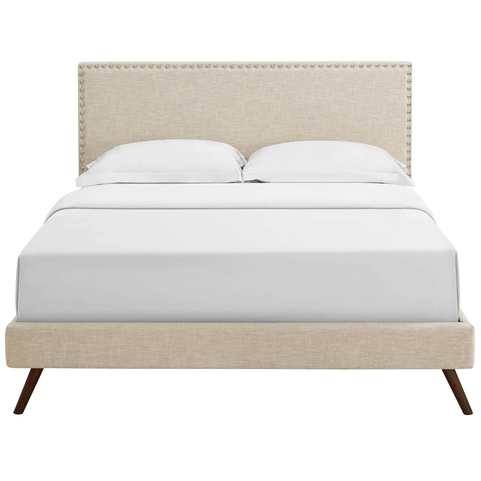 Macie Fabric Platform Bed with Round Splayed Legs