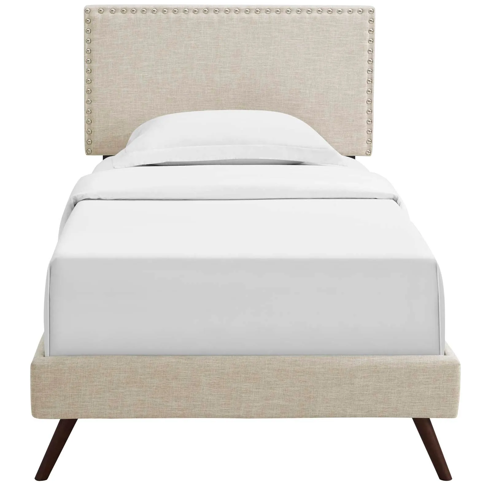 Macie Fabric Platform Bed with Round Splayed Legs