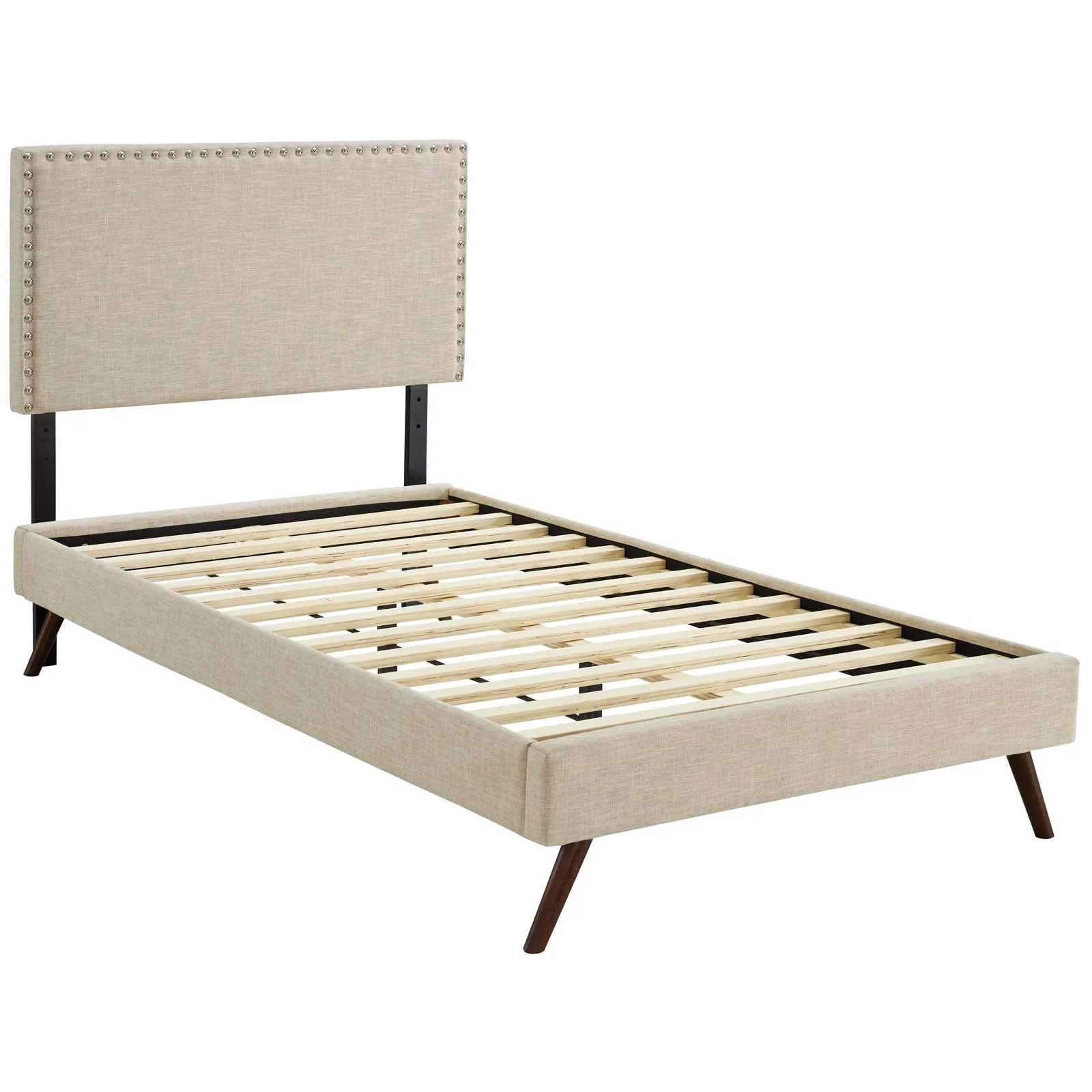 Macie Fabric Platform Bed with Round Splayed Legs