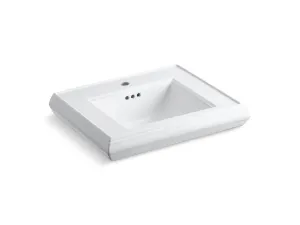 Memoirs 27" x 11" x 22.5" Fireclay Pedestal Console Top Bathroom Sink in White