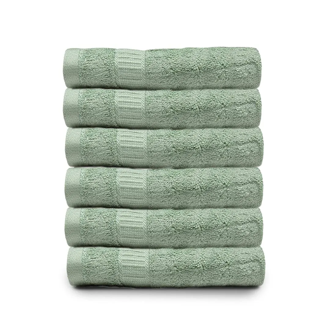 Mush 600 GSM Hand Towel Set of 6 | 100% Bamboo |Ultra Soft, Absorbent & Quick Dry Towel for Bath, Gym, Pool, Travel, Spa and Yoga | 29.5 x 14 Inches (6, Olive Green)