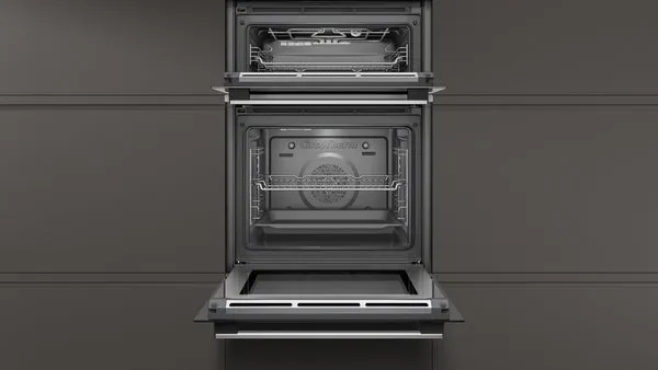 Neff U2GCH7AN0B Double Oven - Black with Steel Trim