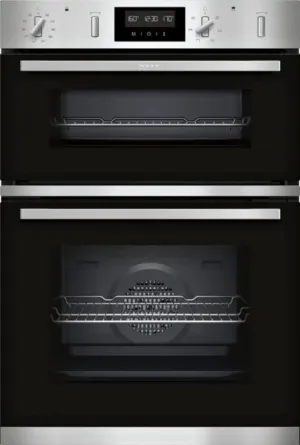 Neff U2GCH7AN0B Double Oven - Black with Steel Trim