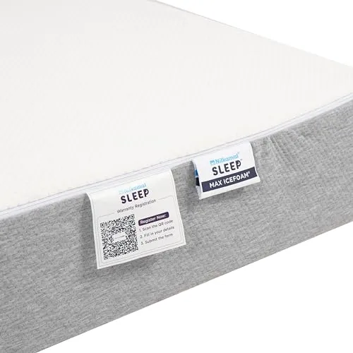 Nilkamal SLEEP Max ICEFOAM™ 8 Inch Triple Layer Orthopaedic Mattress, Ideal for Back and Neck Support with Soft Tencel Cover, Queen Size Luxury Mattress (72x60x8, Grey & White)