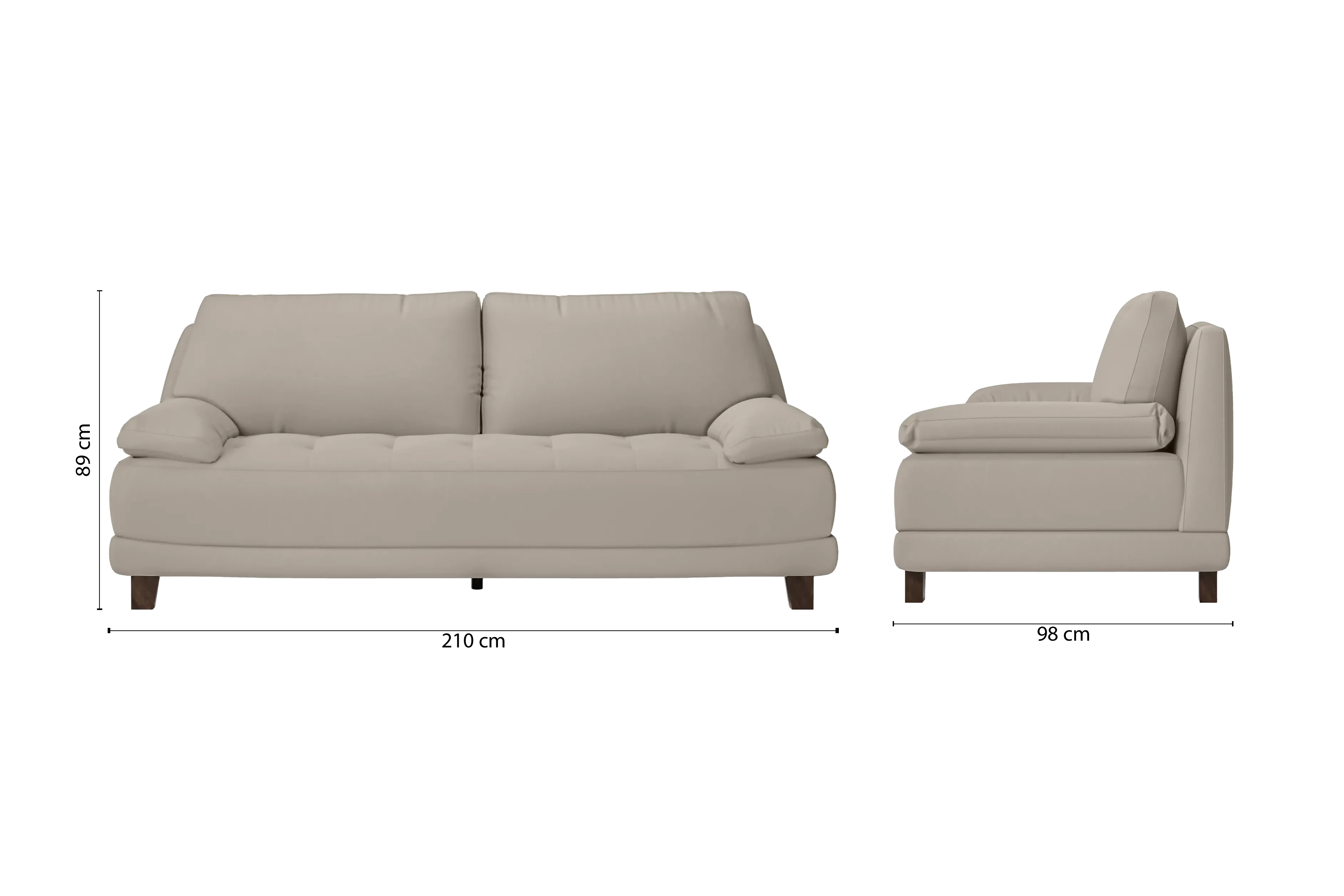 Novara 3 Seater Sofa Sand Leather