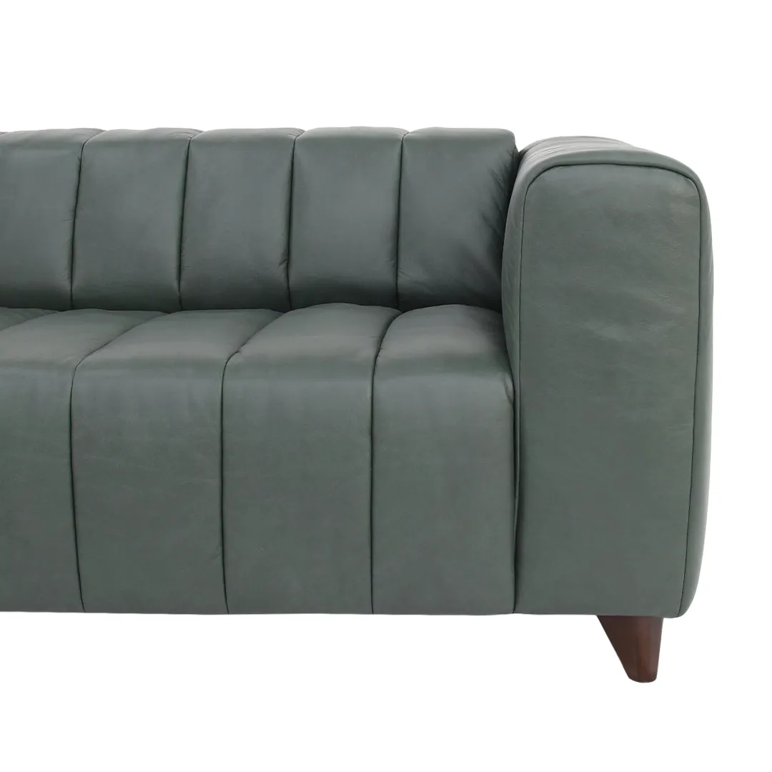 Octavia Top Grain Leather Sofa Green