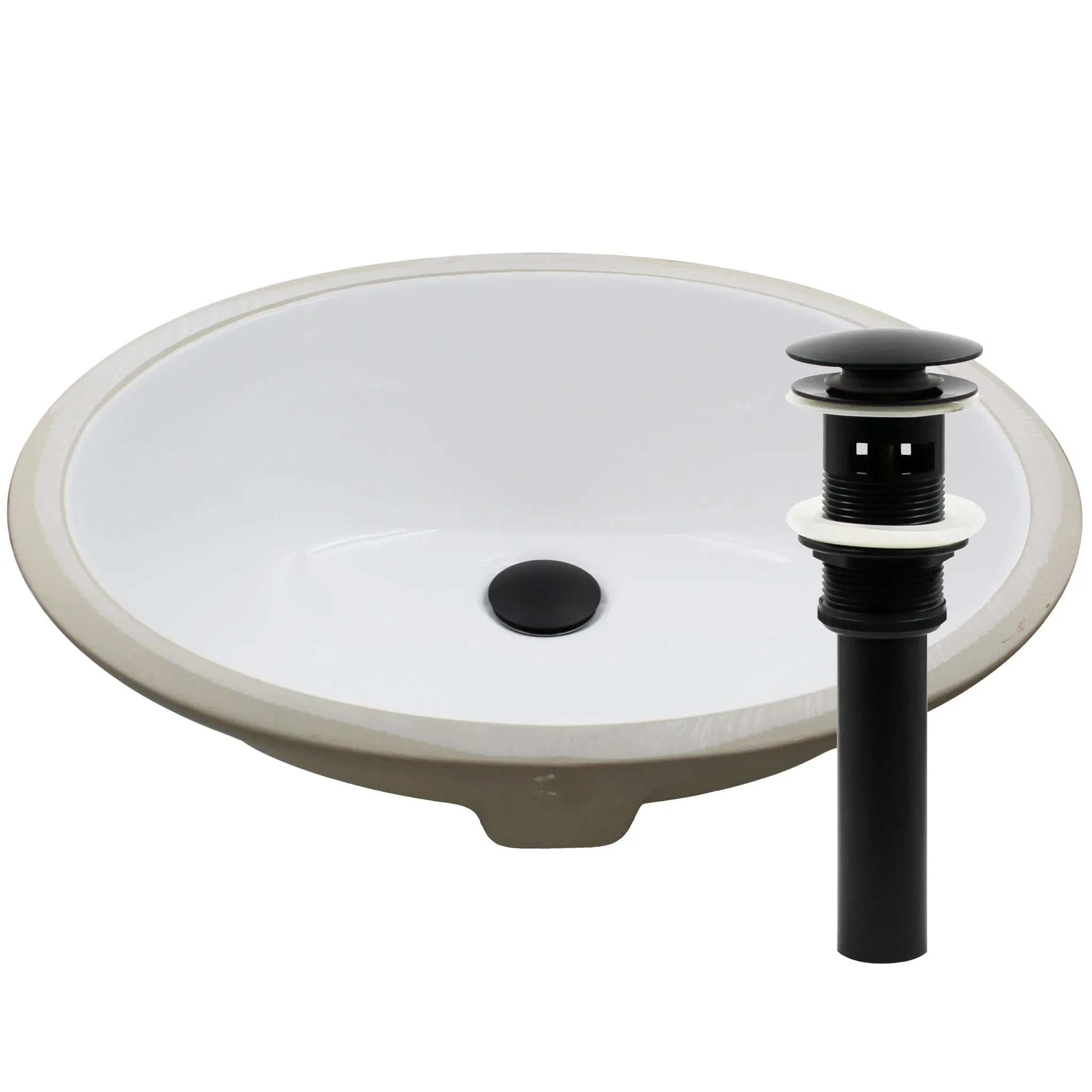 Oval Undermount White Porcelain Sink with Overflow, NP-U191307