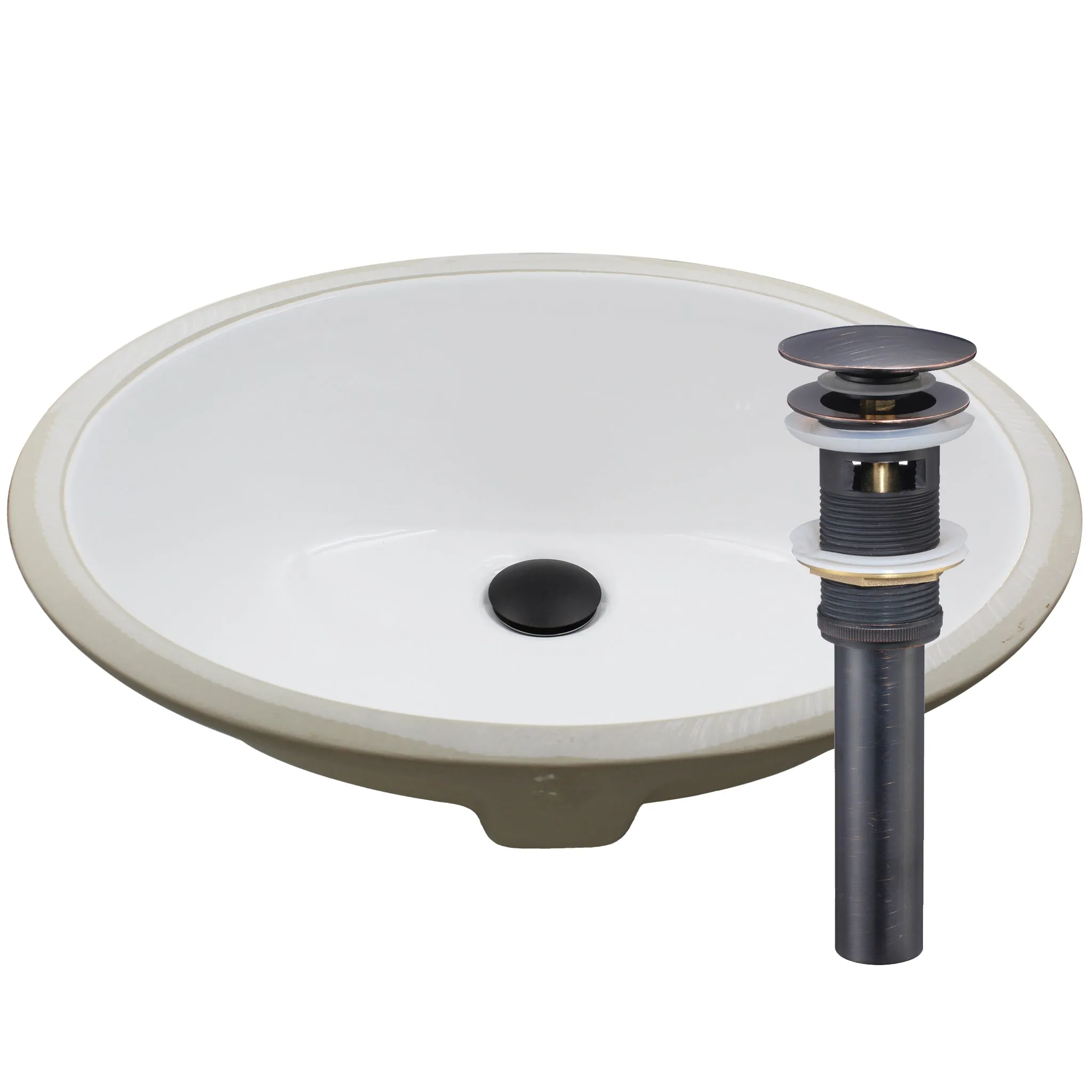 Oval Undermount White Porcelain Sink with Overflow, NP-U191307